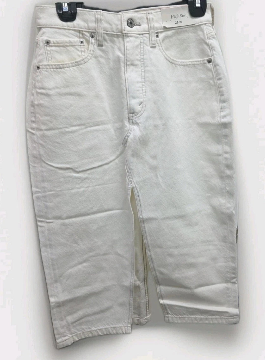 Abercombie Fitch High Rise White Denim Maxi Skirt