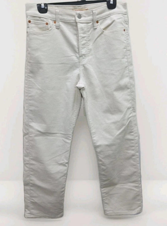 Levis Premium Wedgie Straight Corduroy Pants Cream Off White