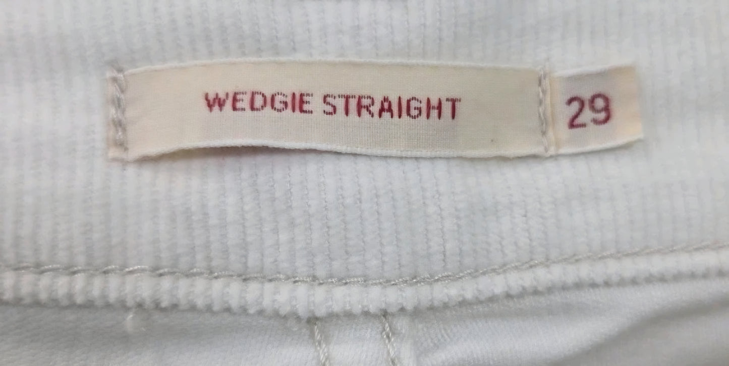 Levis Premium Wedgie Straight Corduroy Pants Cream Off White