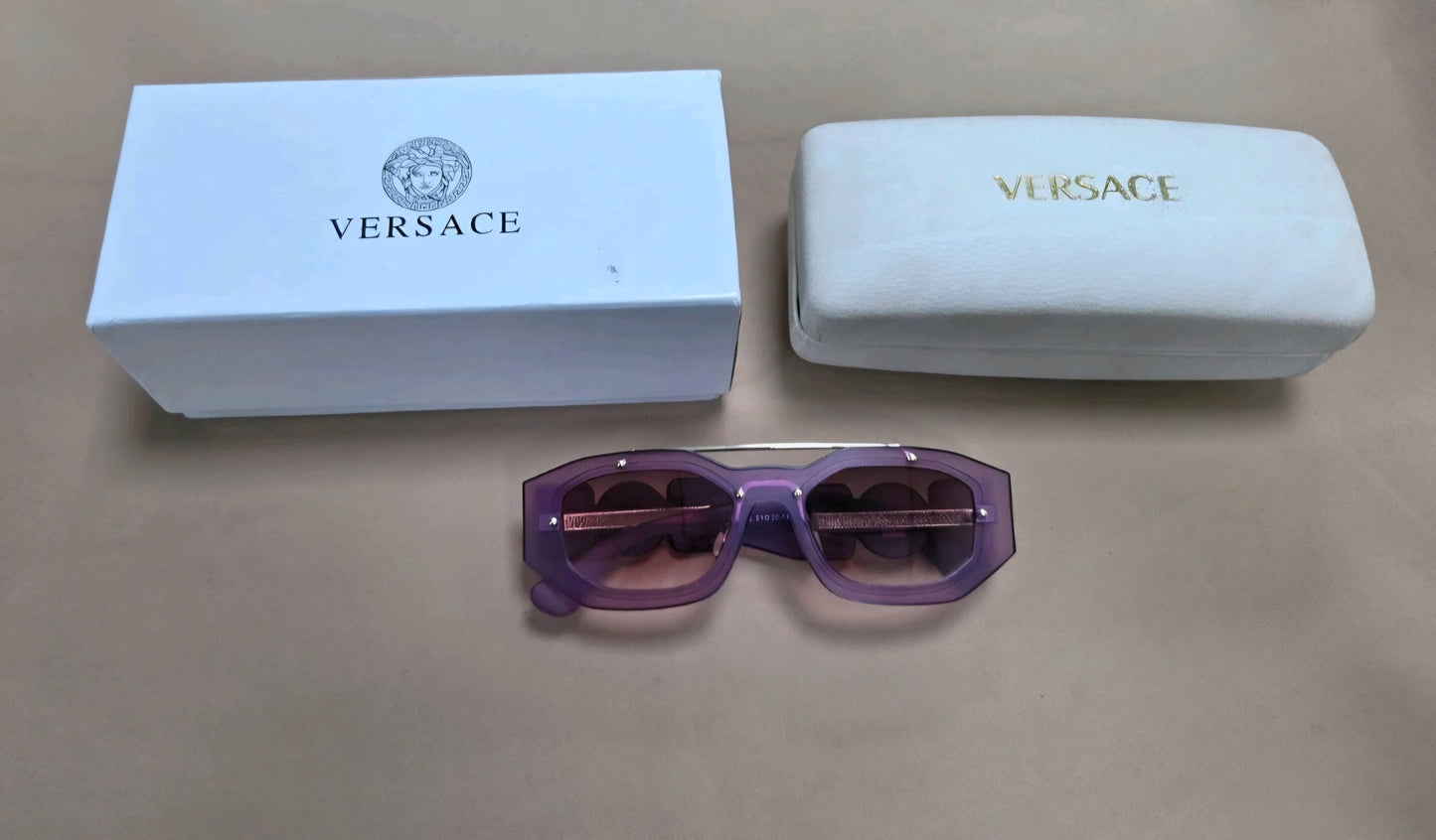 Versace Medusa Plaque Rectangle-frame Sunglasses