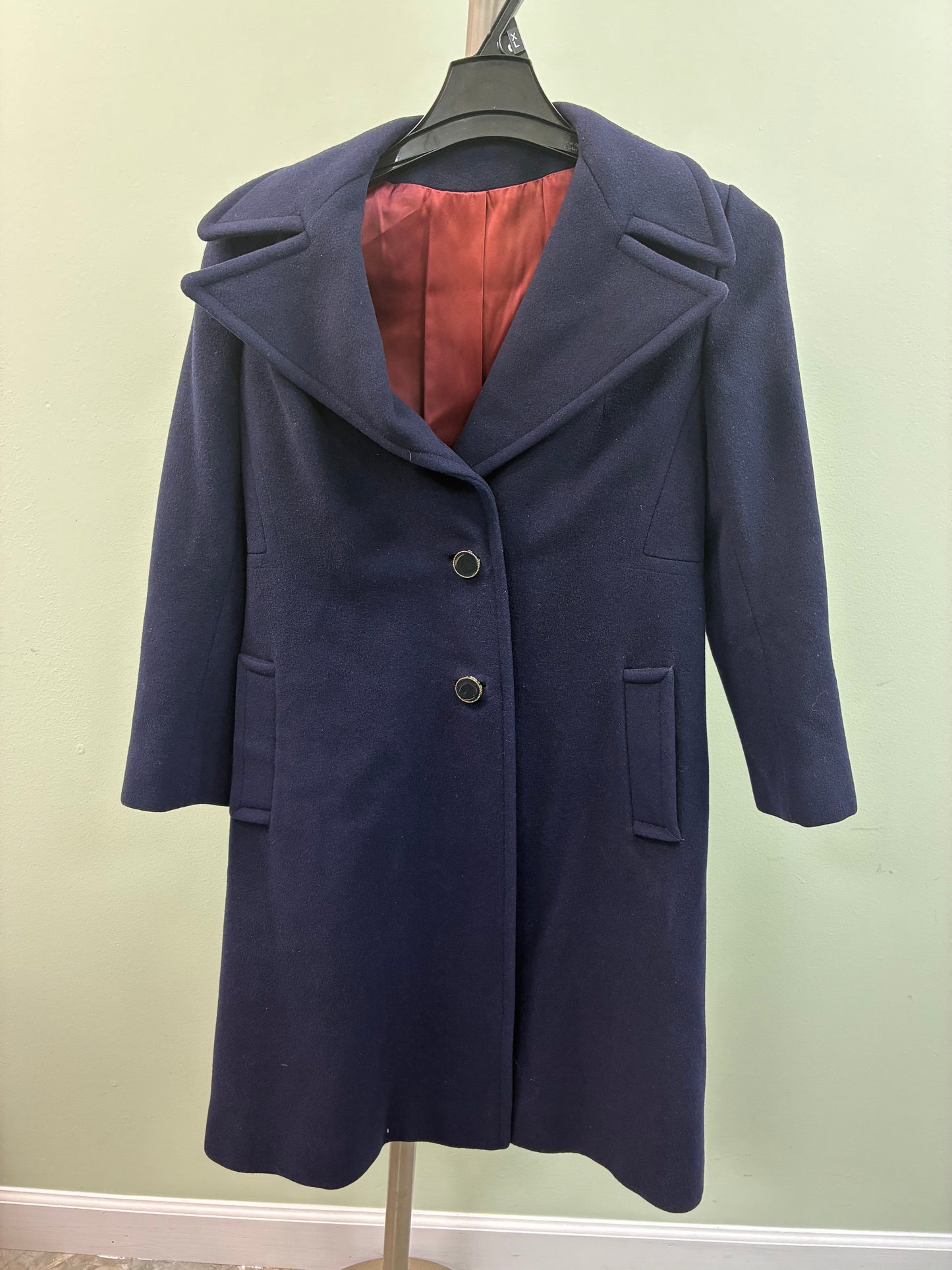 Regency Cashmere Navy Blue Car Coat Size 2