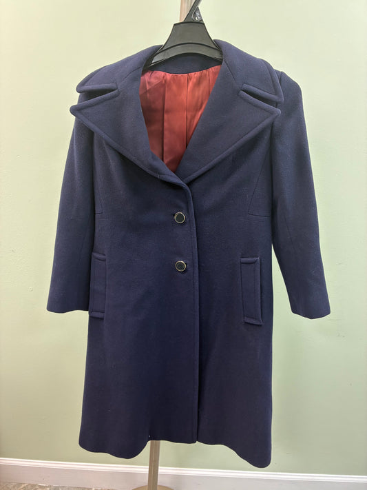 Regency Cashmere Navy Blue Car Coat Size 2