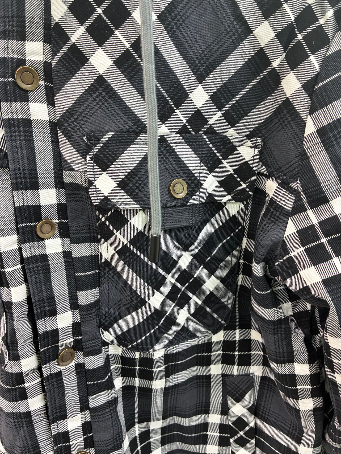 Men's Black Plaid Hooded Jacket