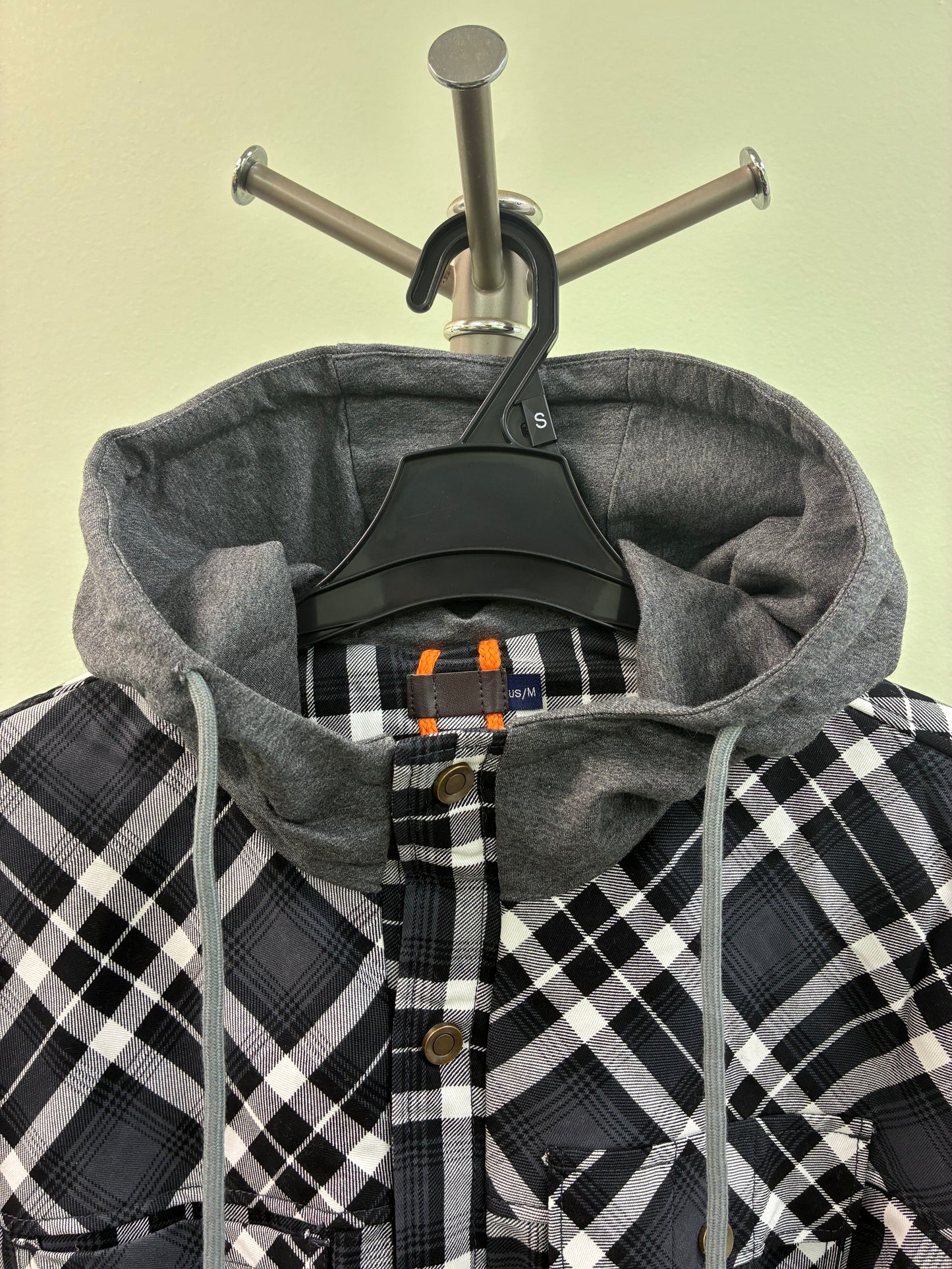 Men's Black Plaid Hooded Jacket