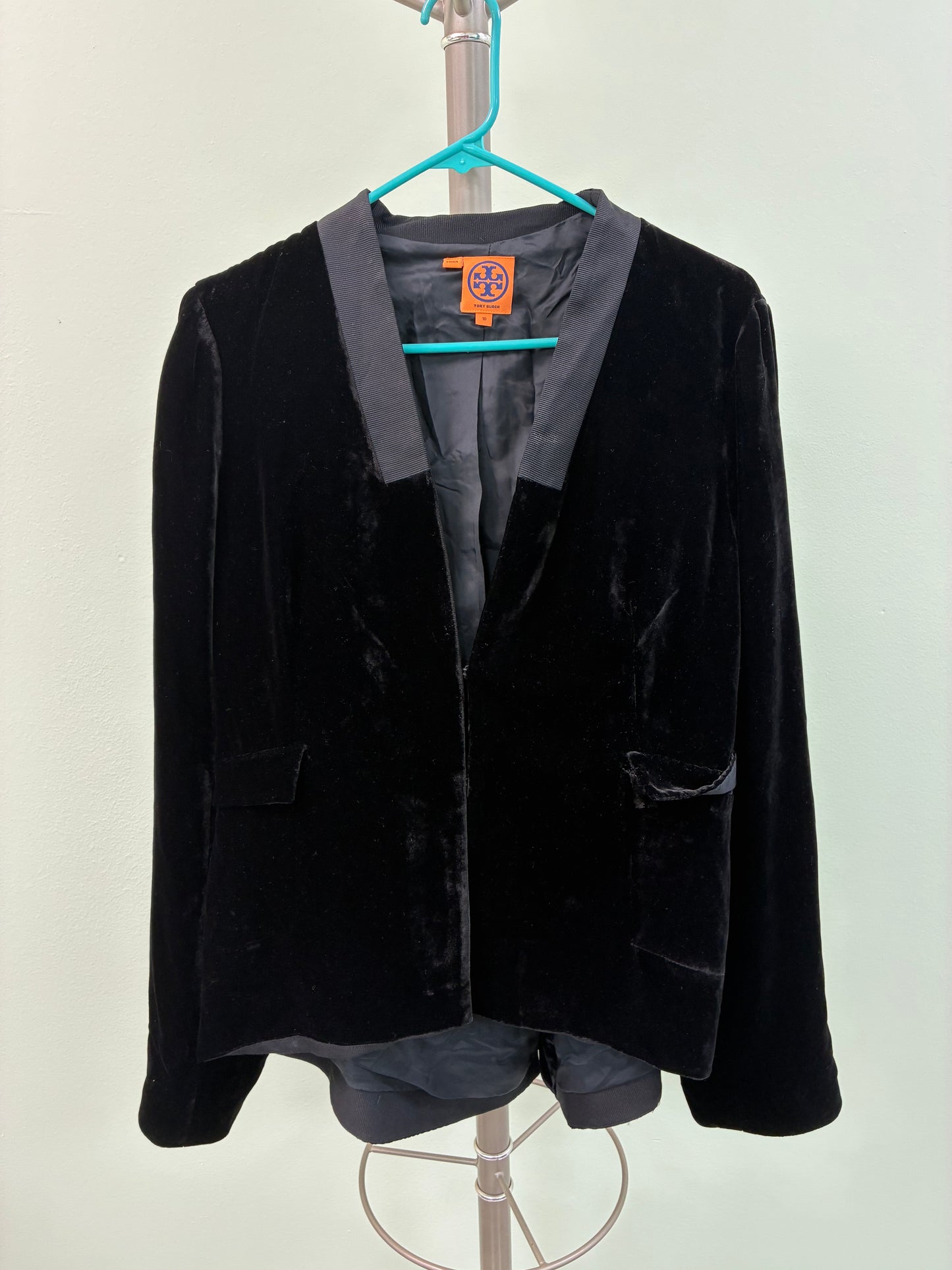 Tory Burch Velvet Womens Jacket Silk Rayon Blend Size 10