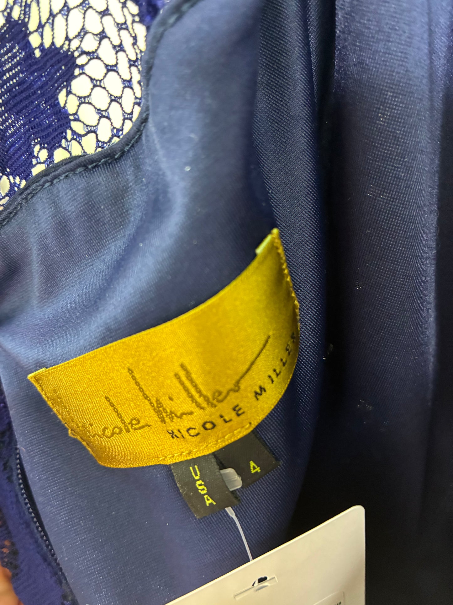 Nicole Miller Blue Floral Lace Dress Size 4